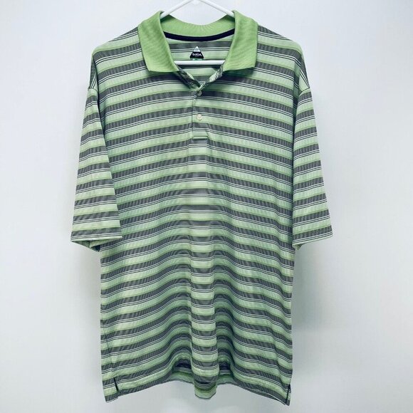 Bolle Golf Shirt Size L Tech Polo Green Stripe Performance Short Sleeve - Picture 1 of 9